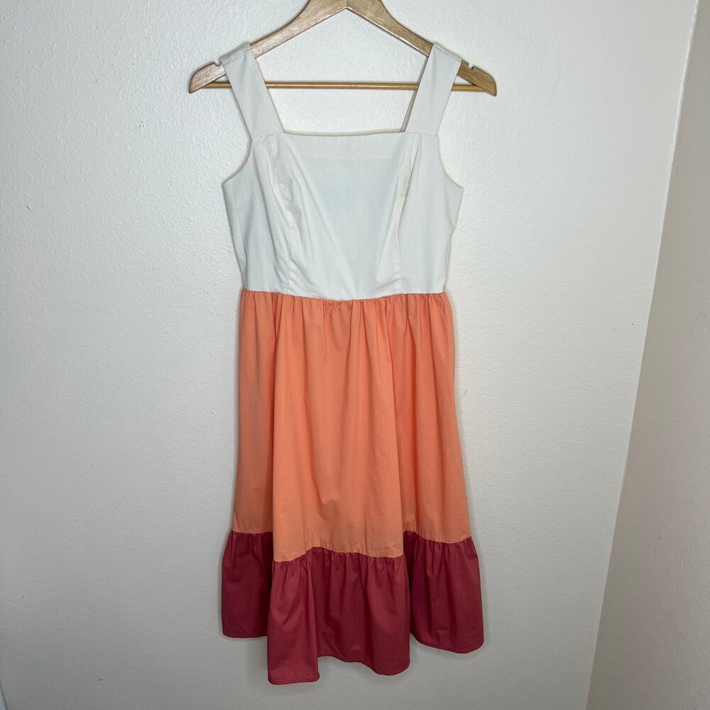 Marc New York Block Color White Coral Pink Strap Dress Small